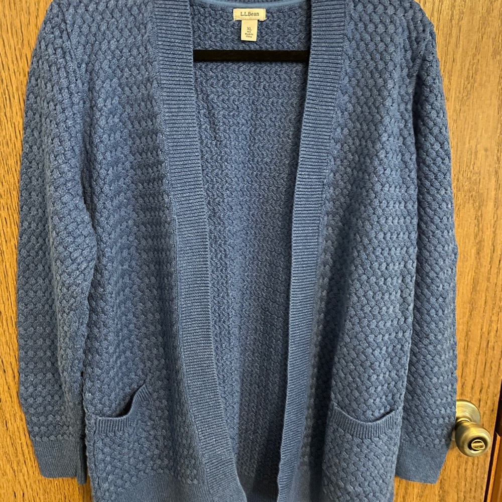 L.L. Bean Women's Textured Blue Cardigan